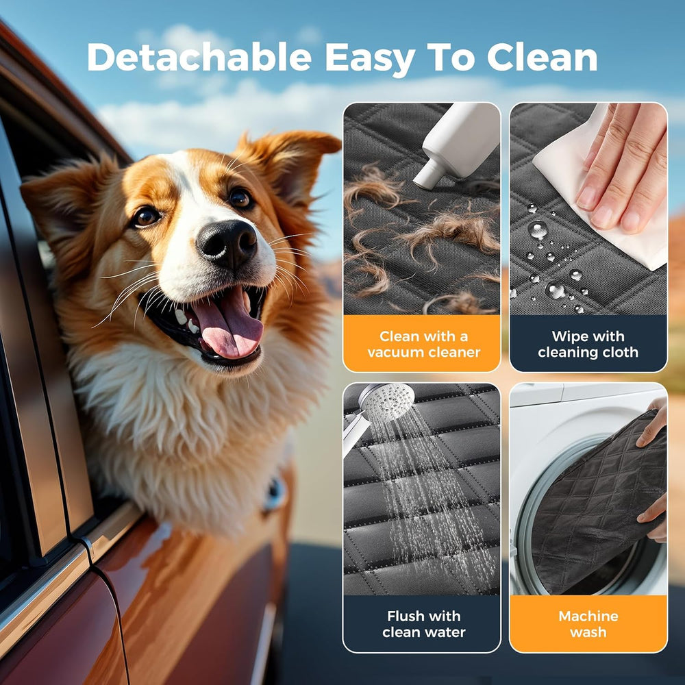 Dog Car Seat Cover for Back Seat, Hard Bottom Back Seat Extender for Dog
