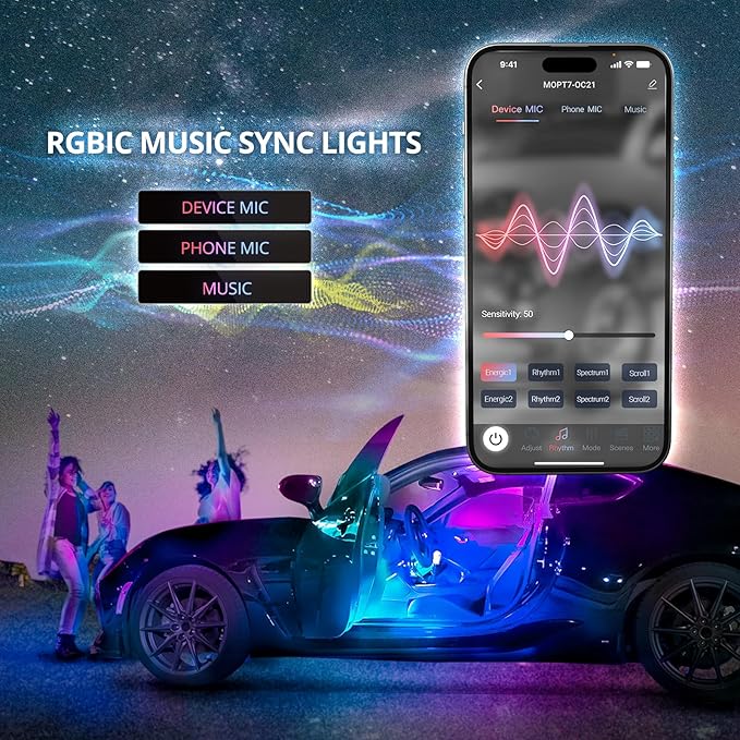OPT7 Aura DreamColor RGB-IC Car Interior Ambient Light, Color Chasing Light Kit