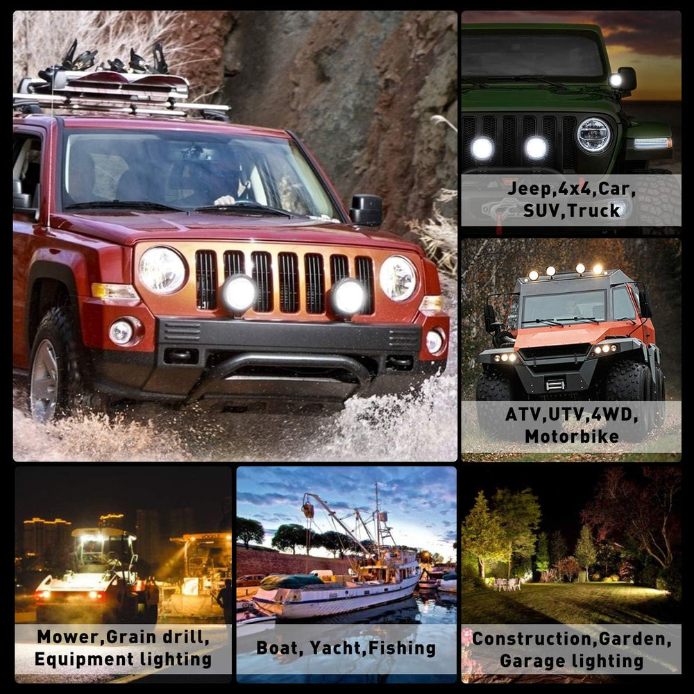 7 Inch Round LED Work Light,60W Flood Spot Combo Beam LED Light Bar