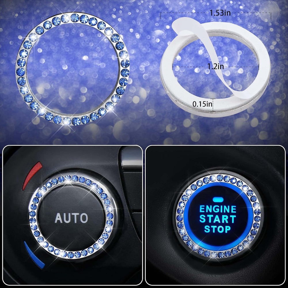 CAR PASS 23 PCS Bling Diamond Car Accessories Set for Women, Leather Seat Cov...