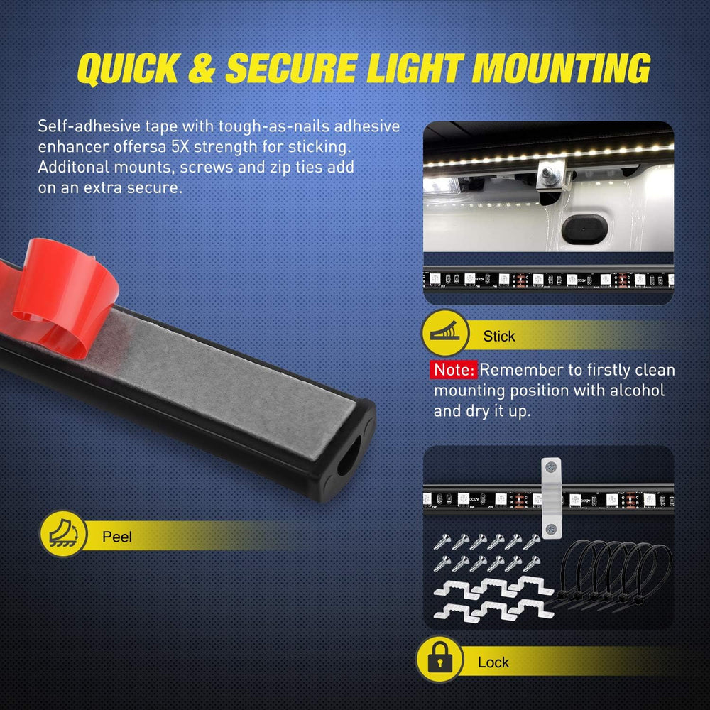Nilight - TL-31 2PCS 60Inch RGB Truck Bed Light Strip Kit 180 LED RF Remote C...