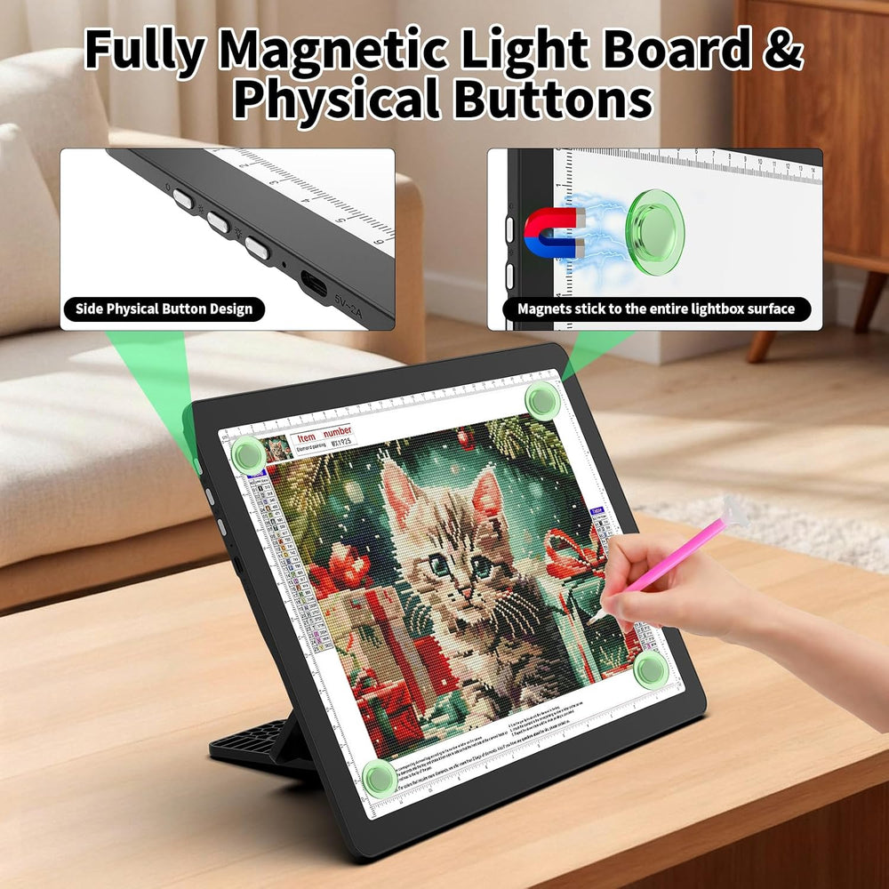 LEACUBER Rechargeable A4 Light Pad with Stand, Super Bright Magnetic Tracing ...