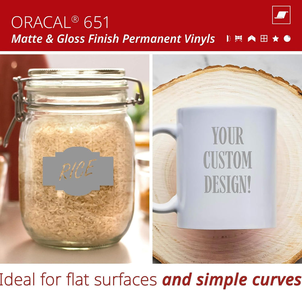 ORACAL 651 Matte Grey Vinyl Durable Roll Easy to Weed Permanent Adhesive Craf...