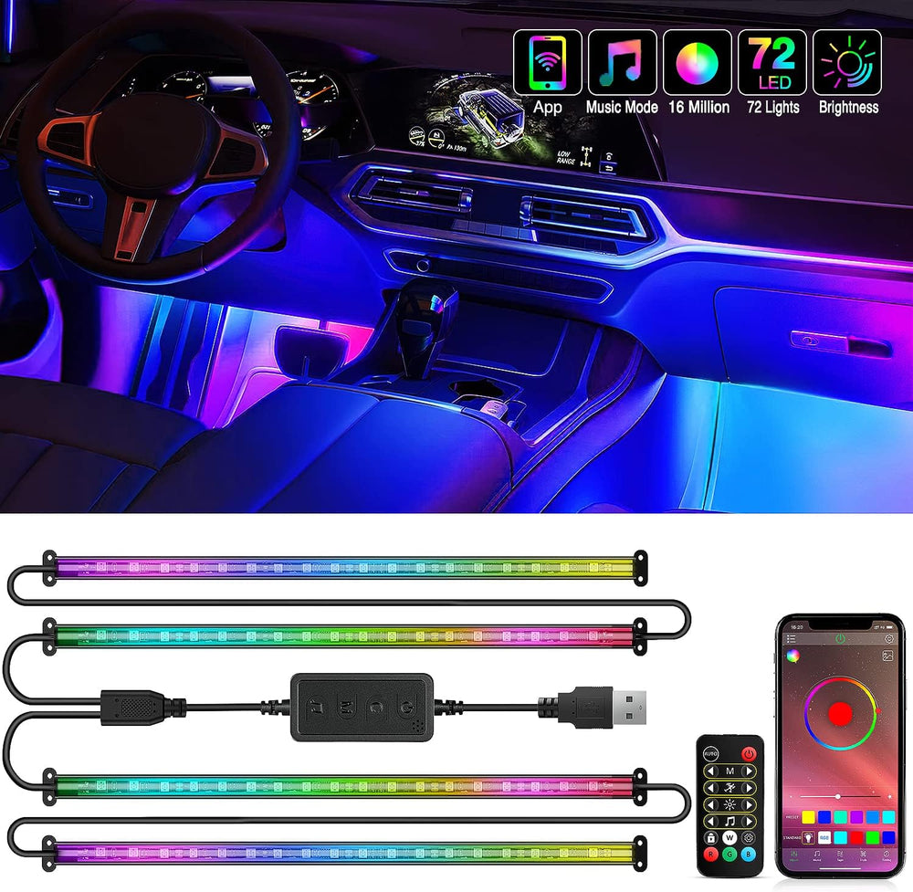 Nilight 4PCS USB Car Interior Lights Dream Color App and Remote Control