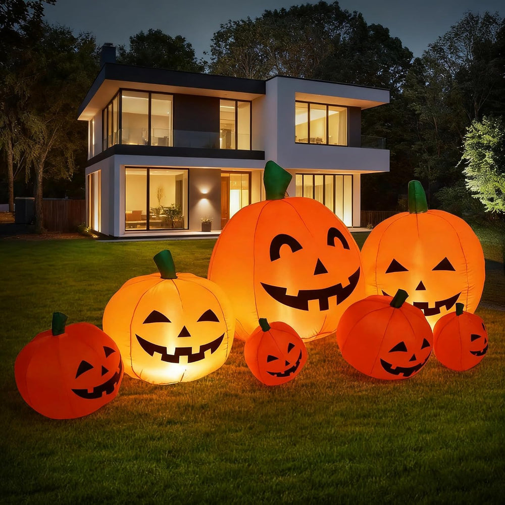 8FT Long Halloween Inflatable Pumpkin Patch Fall Inflatable Thanksgiving Infl...