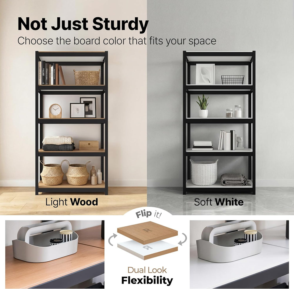House Black 48.1" W 5 Tier Storage Shelves Garage Shelving Unit