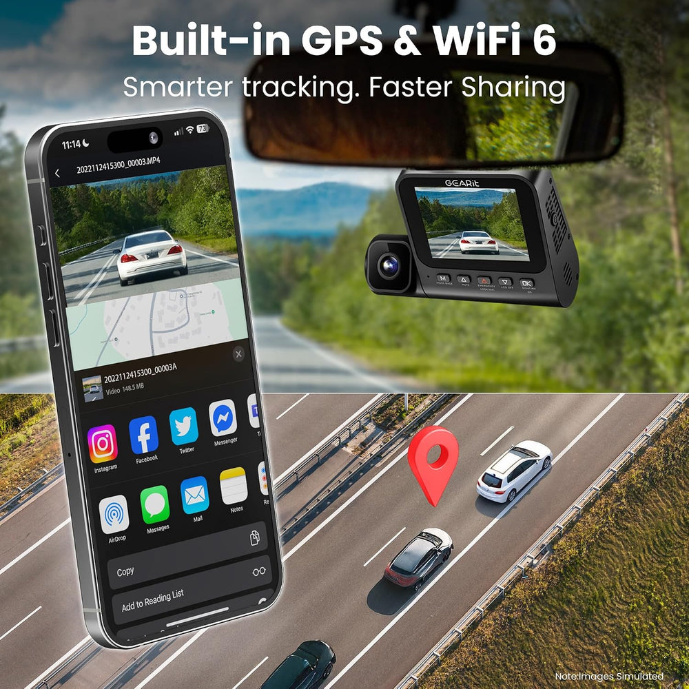 GEARit 4K 3 Channel Dash Cam with Front, Rear and Inside Cameras