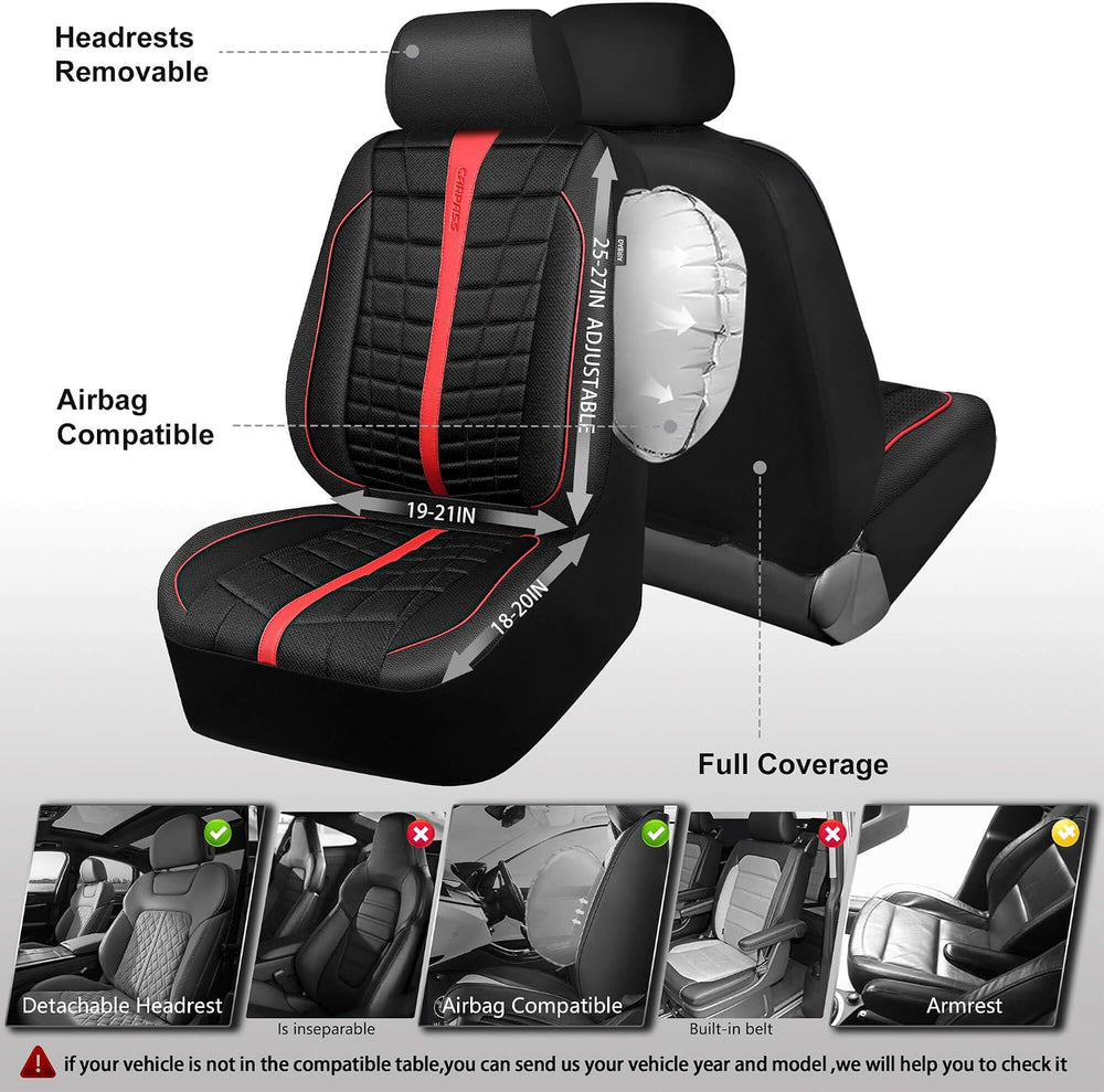 CAR PASS Leather Air Mesh Seat Covers for Cars, 3D Foam Leather Car Seat Cove...