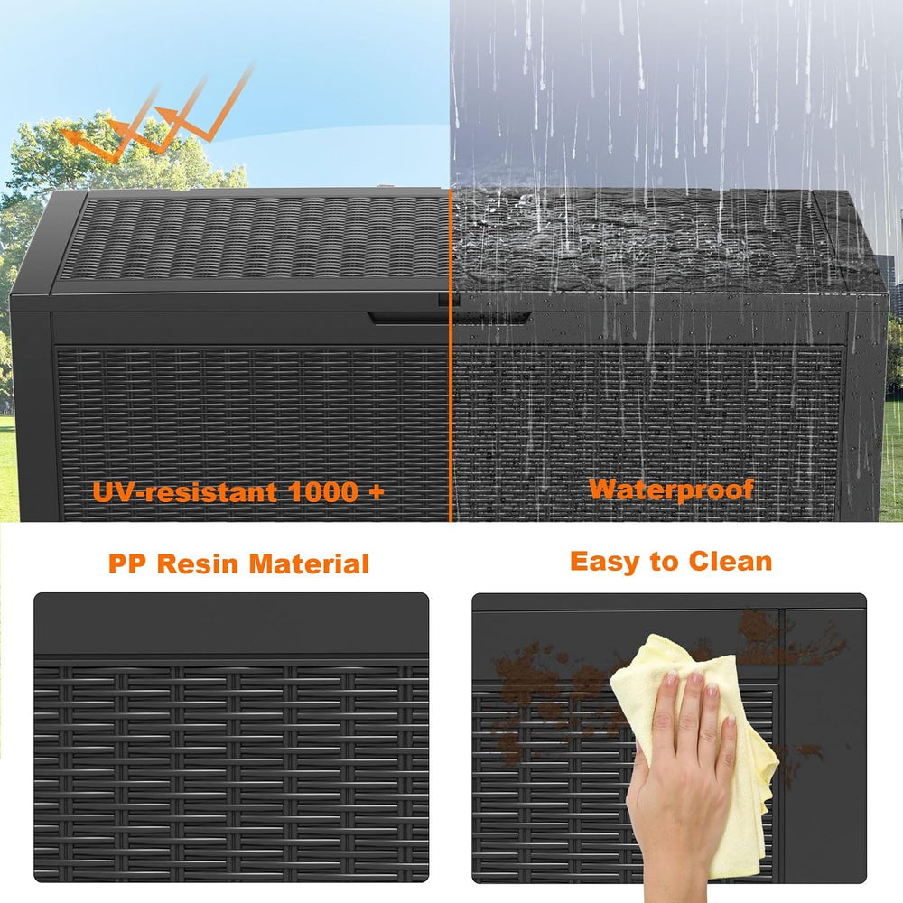 125 Gallon Outdoor Storage Box, Large Waterproof UV Resistant Deck Box, Locka...