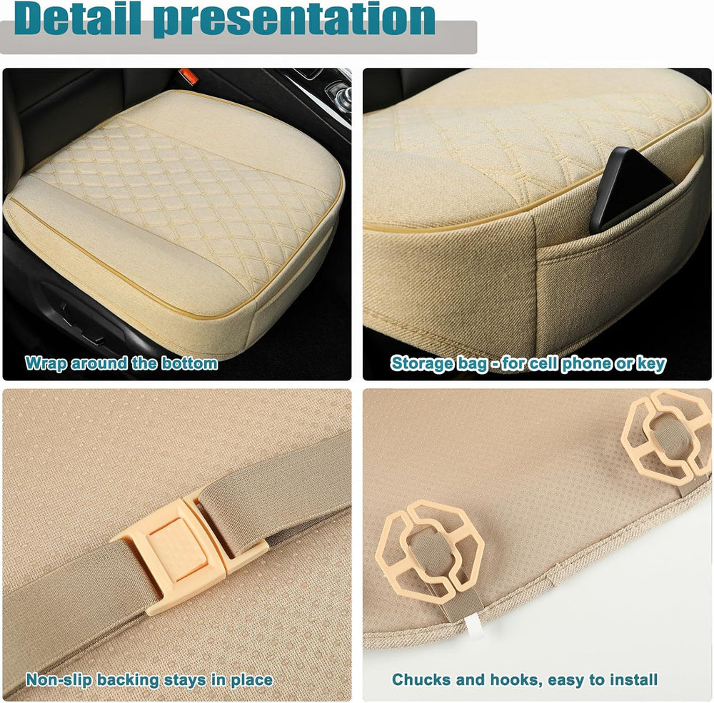West Llama Linen Front Car Seat Cover Protector Anti-Slip Bottom Seat Cover F...