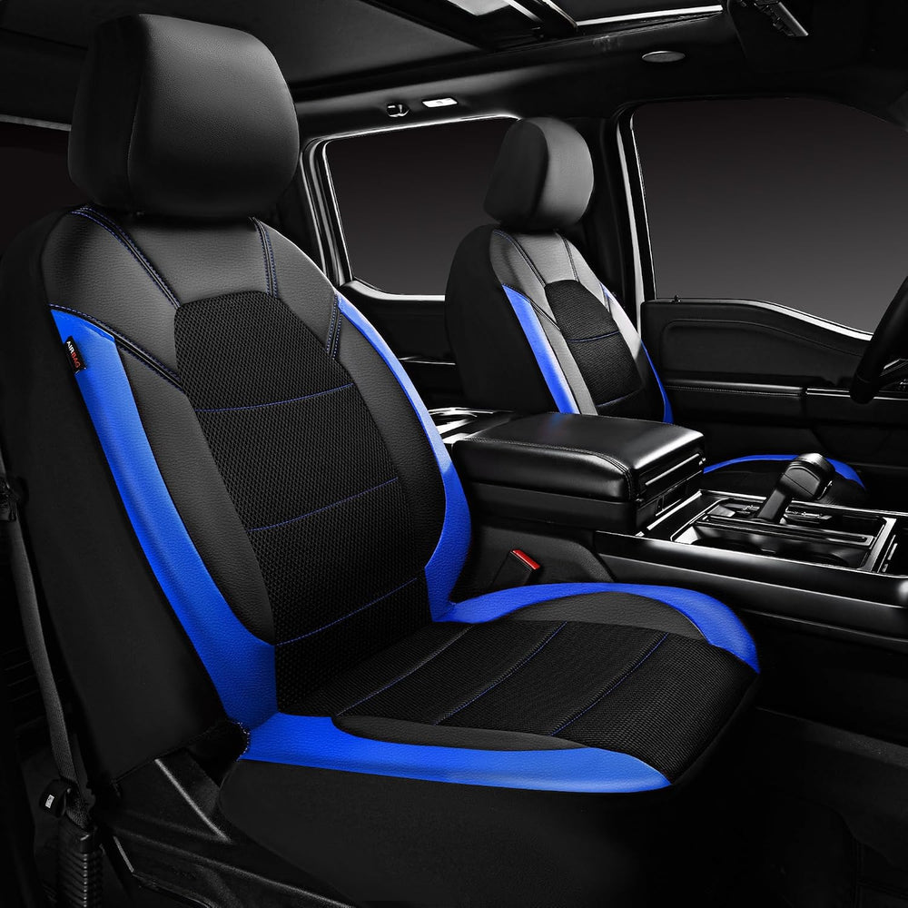 CAR PASS Leather Car Seat Covers Front Seats Only, with Air Mesh Front Seat C...