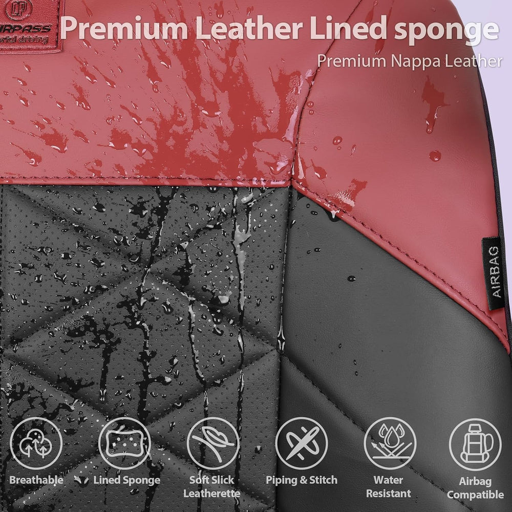 CAR PASS Luxury Memory Foam Leather Seat Covers Full Set, Breathable Perforat...