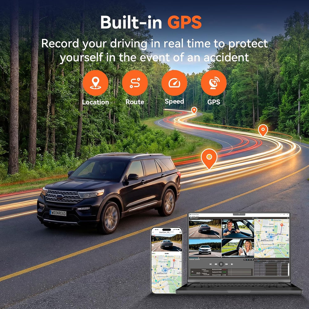 4K 360° Dash Cam, 4-Channel Front Rear Left Right, WiFi GPS 128GB