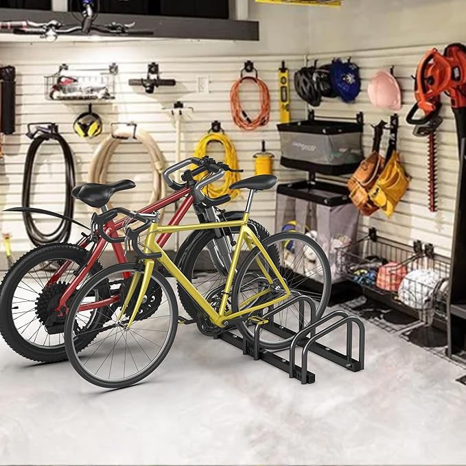 Ultrawall Bike Storage Rack for Garage, 3 Bikes Floor Bike Stand, Bicycle