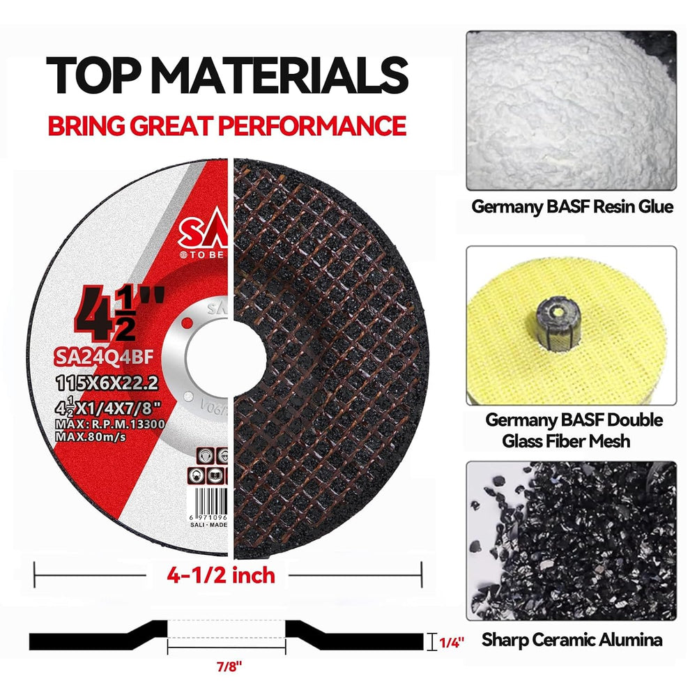 SALI 50 Pack 4-1/2 Inch Grinding Wheels for Angle Grinder, Aluminum Oxide Gri...