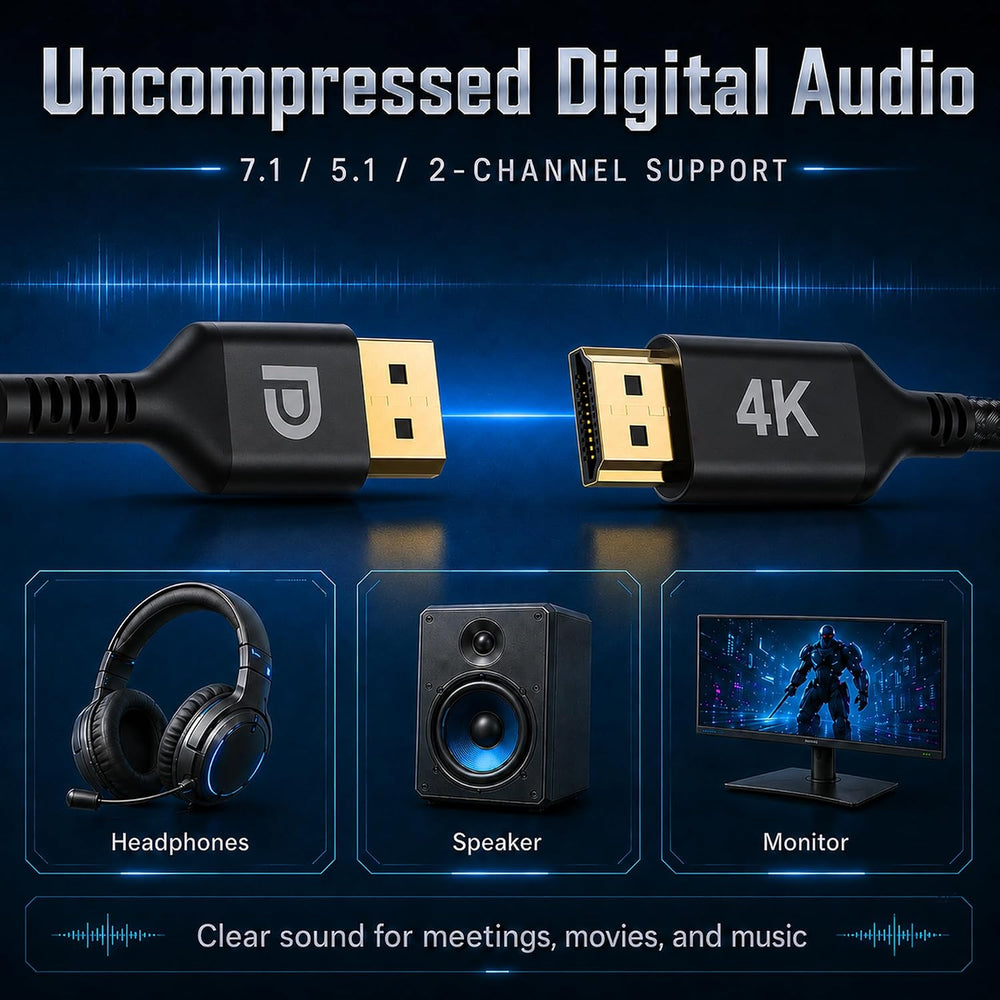 Diyanisly 4K@30Hz DisplayPort to HDMI Cable 3.3 Feet 10 Pack