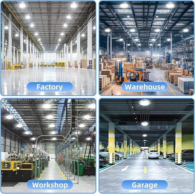 9 Pack 500W LED High Bay Light 72, 500LM DLC ETL Listed Industrial Grade UFO ...
