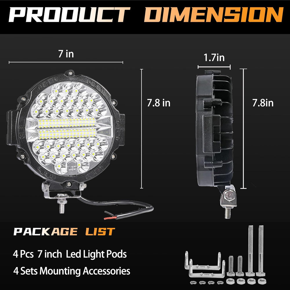 LED Lights Pods,7 inch Off Road 201W Fog 12V 24V Spot Flood Driving Fog Head ...