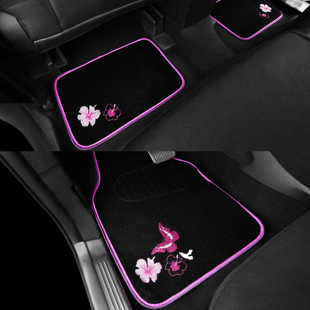 CAR PASS Universal Cloth Butterfly Car Seat Covers Full Set, Embroidered Flow...