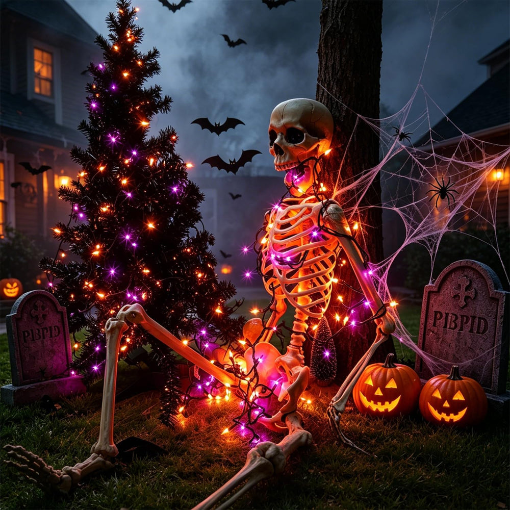 LJLNION 3 Sets Halloween Lights, 29ft 150 Count Black Wire Fairy Mini Lights,...