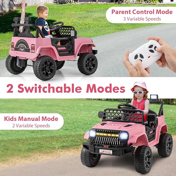 Costzon Kids Ride On Truck, 12V Battery Powered Electric Vehicles w/Remote