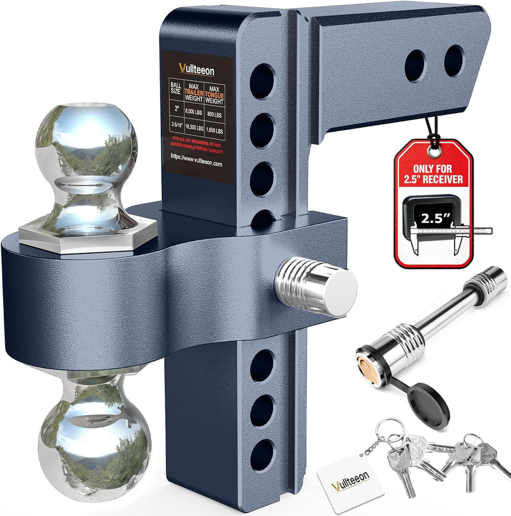 Drop Hitch (for 2.5 Inch Receiver), 8in Adjustable Trailer Hitch