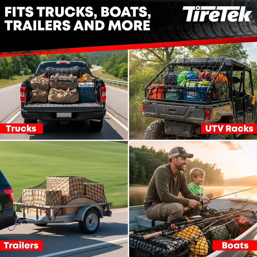 Cargo Net for Pickup Truck Bed – Truck Bed Net with 12 Metal Carabiners
