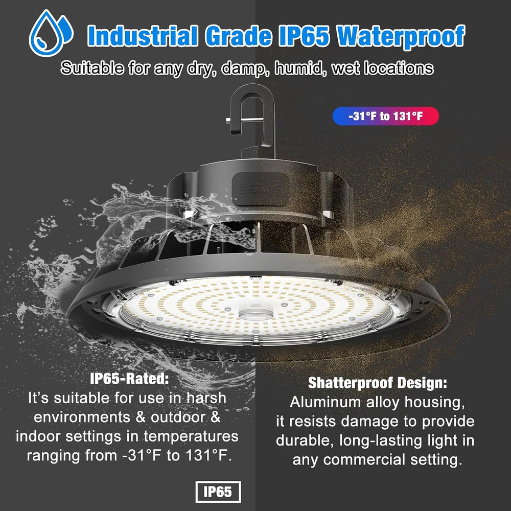 15000LM Super Bright High Bay Lights 5000K, 0-10V Dimmable,US Plug 5' Cab...
