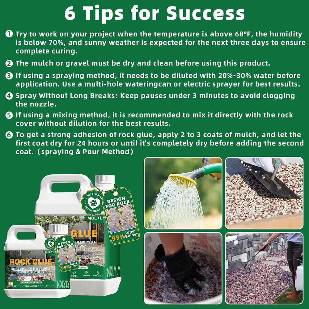Rock Glue for Landscaping, Strong Mulch & Gravel Adhesive, 2 Gallon