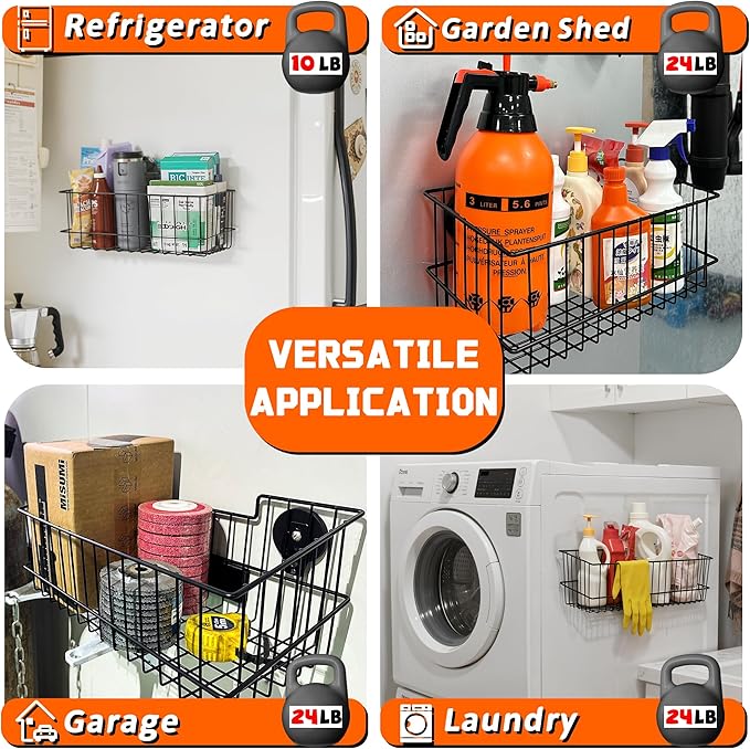 ULIBERMAGNET Magnetic Baskets, Large Capacity Metal Wire Mesh Basket Holder (...