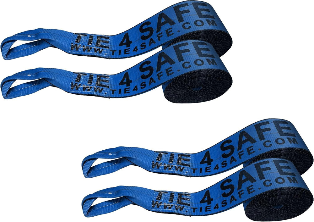 Mega Cargo Control 4" Flatbed Winch Straps with Loop Ends - 5,400 Lbs WL...