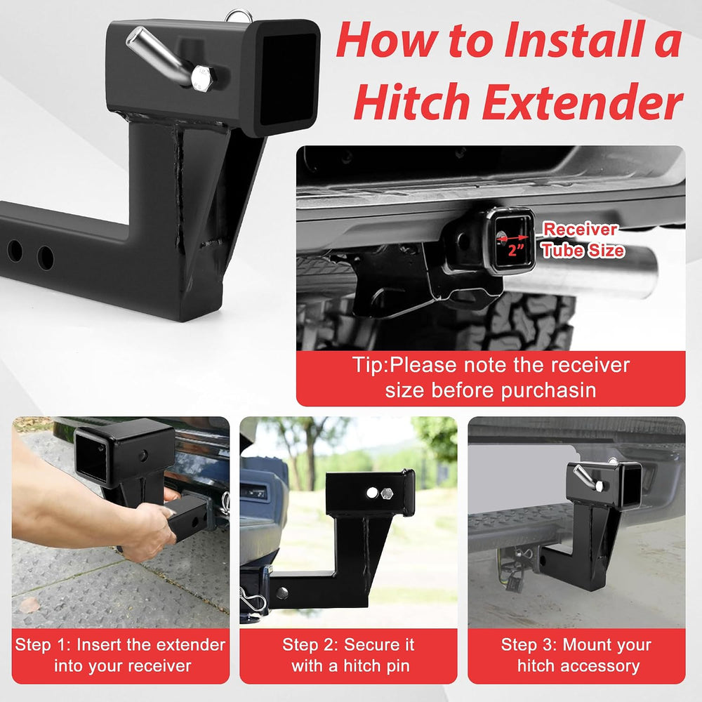 2 Inch Trailer Hitch Receiver Extension with 6 inch Rise/Drop Compatible with...