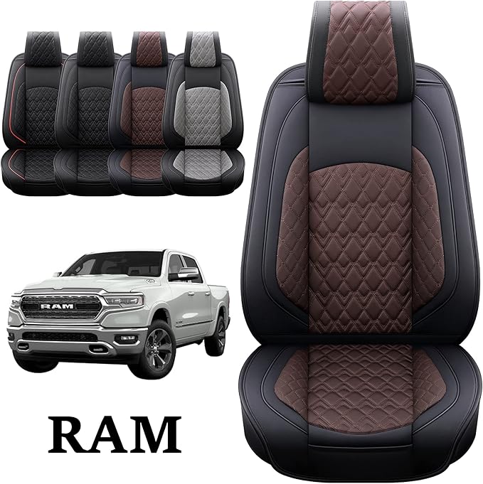 JOJOBAY Car Seat Covers for Dodge Ram 2 Pcs Front, Fit Ram 2009-2025