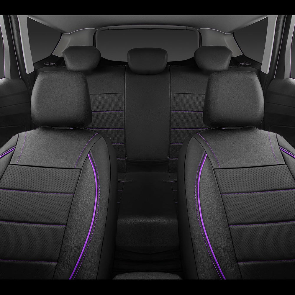 CAR PASS Universal FIT Piping Leather Two Front Seat Covers, Waterproof Faux ...