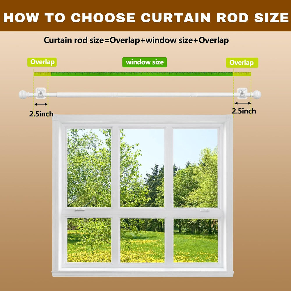 2 Pack Adhesive Curtain Rod No Drilling for Renter 27 to 112" Adjustable