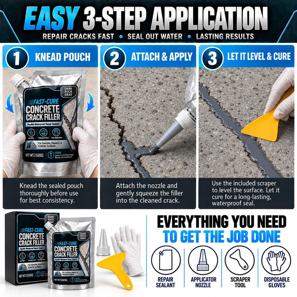 Concrete Crack Filler 2 Pack,Self-Leveling High Elasticity Cement Sealant, Qu...