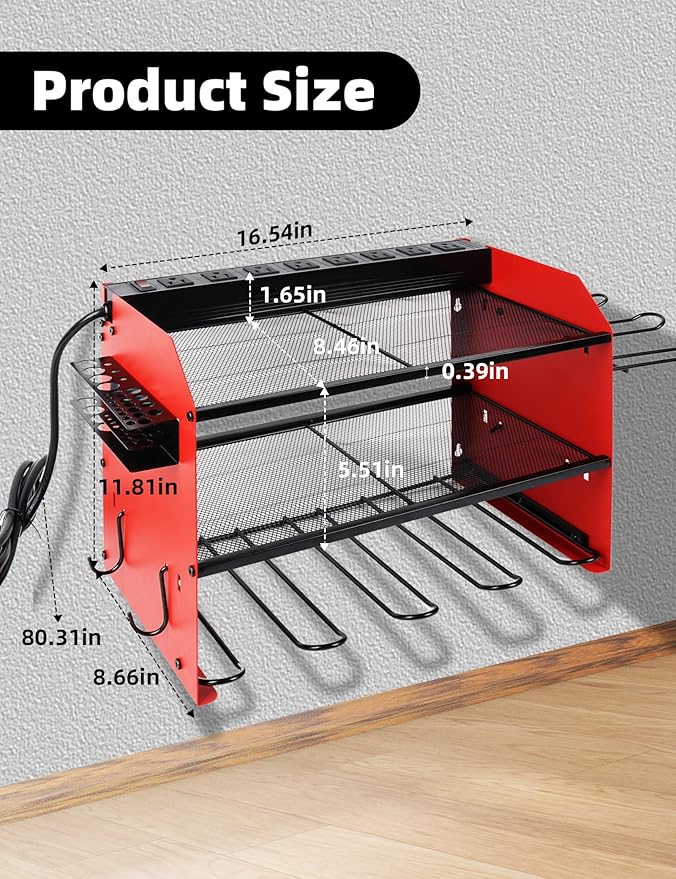 Power Tool Organizer wtih Charging Station，3 Layers Storage Rack