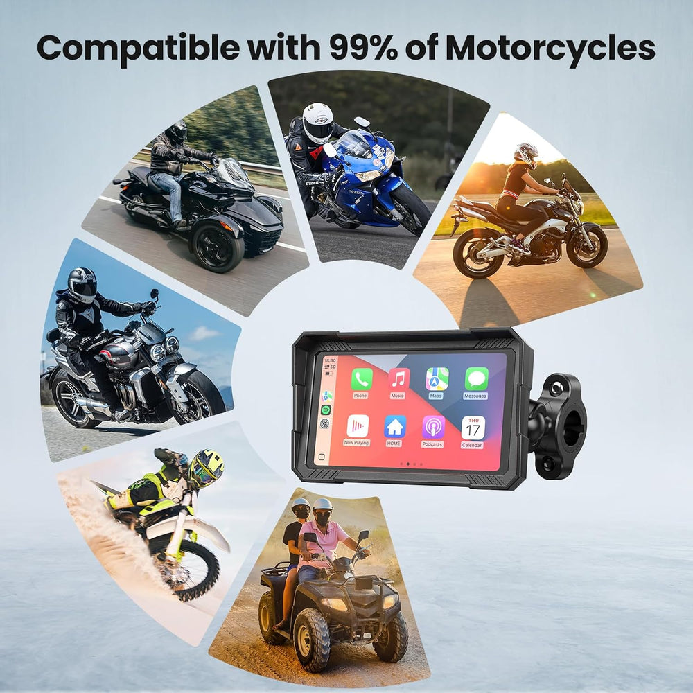 Motorcycle CarPlay Screen with Android Auto – 5” Waterproof GPS Pantalla para...