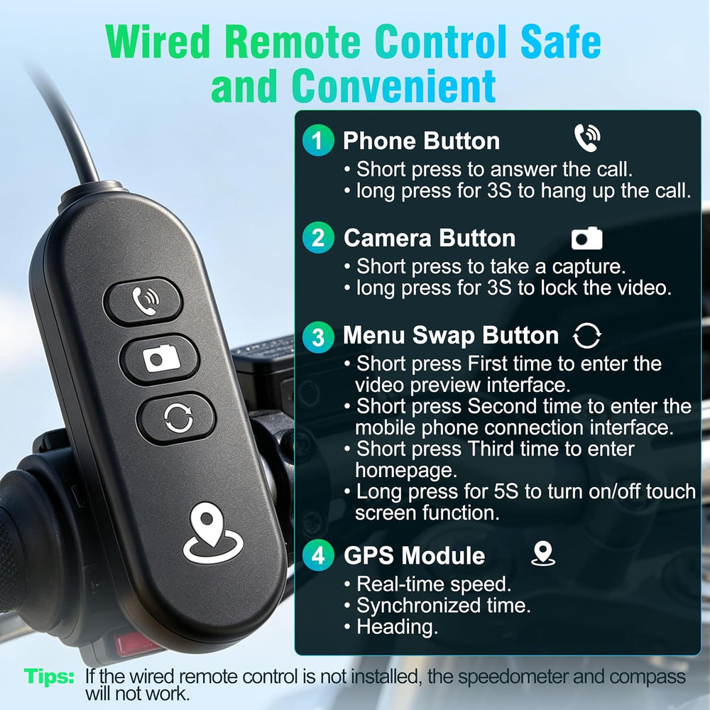 2026 Weuaste 7" Wireless Motorcycle CarPlay with Android Auto/iOS, GPS N...