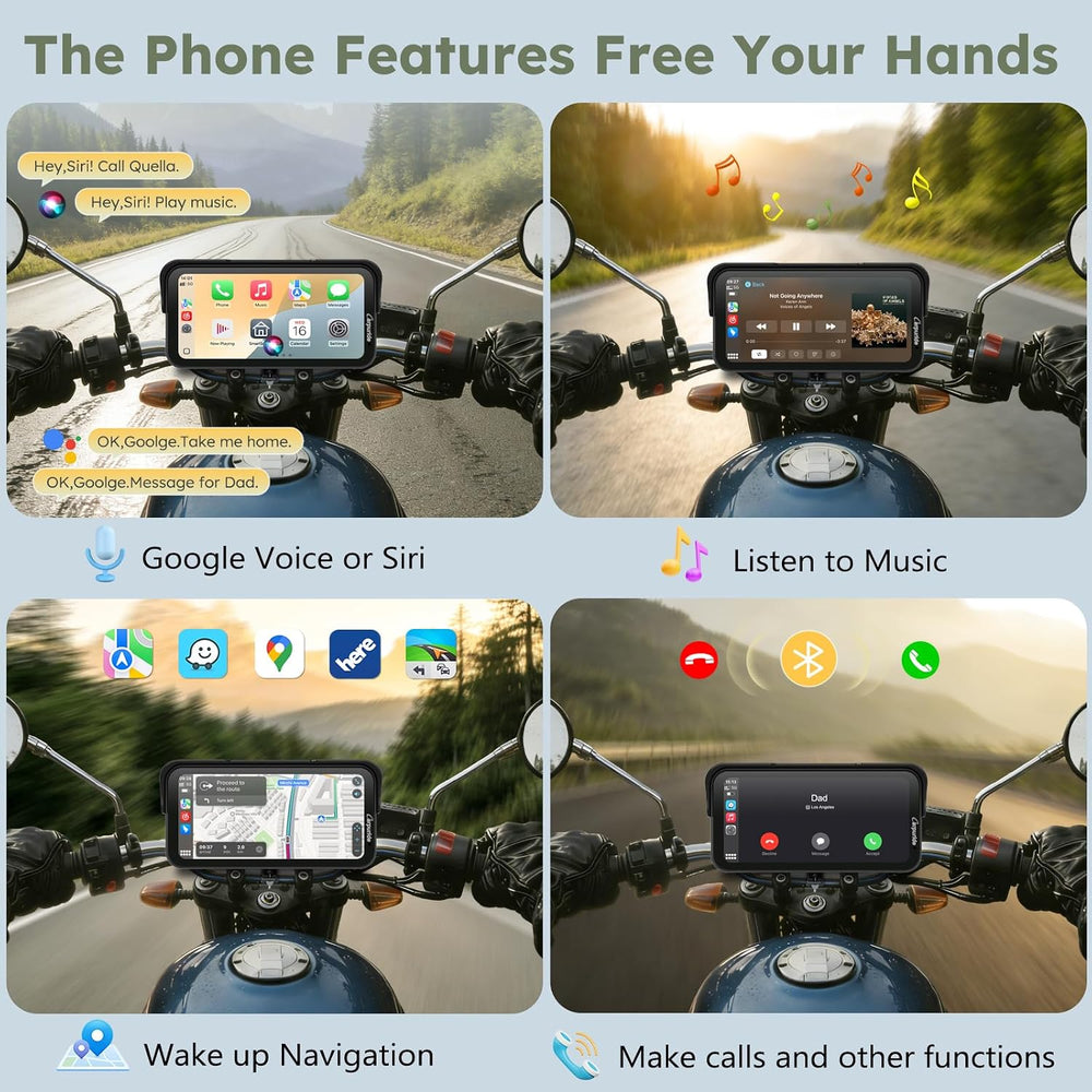 Carpuride W603DT 6.3" Motorcycle CarPlay Screen Android Auto TPMS Dash Cam