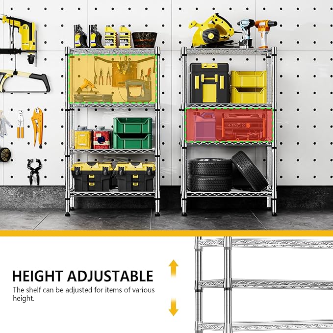 1000 lbs 4 Tier Shelf Metal Storage Shelves Wire Rack Closet Organizers