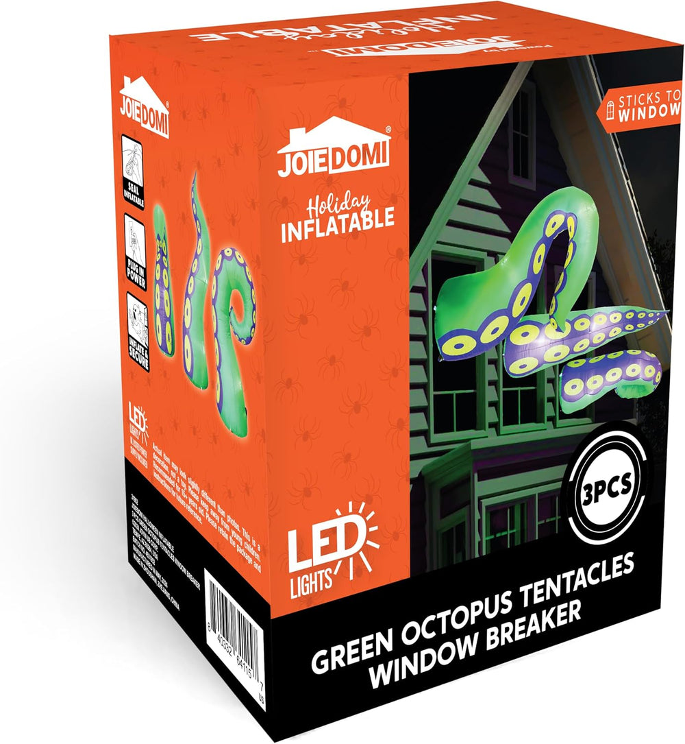 Joiedomi 3 Pcs Halloween Inflatables Green Octopus Tentacle Outdoor Decoratio...
