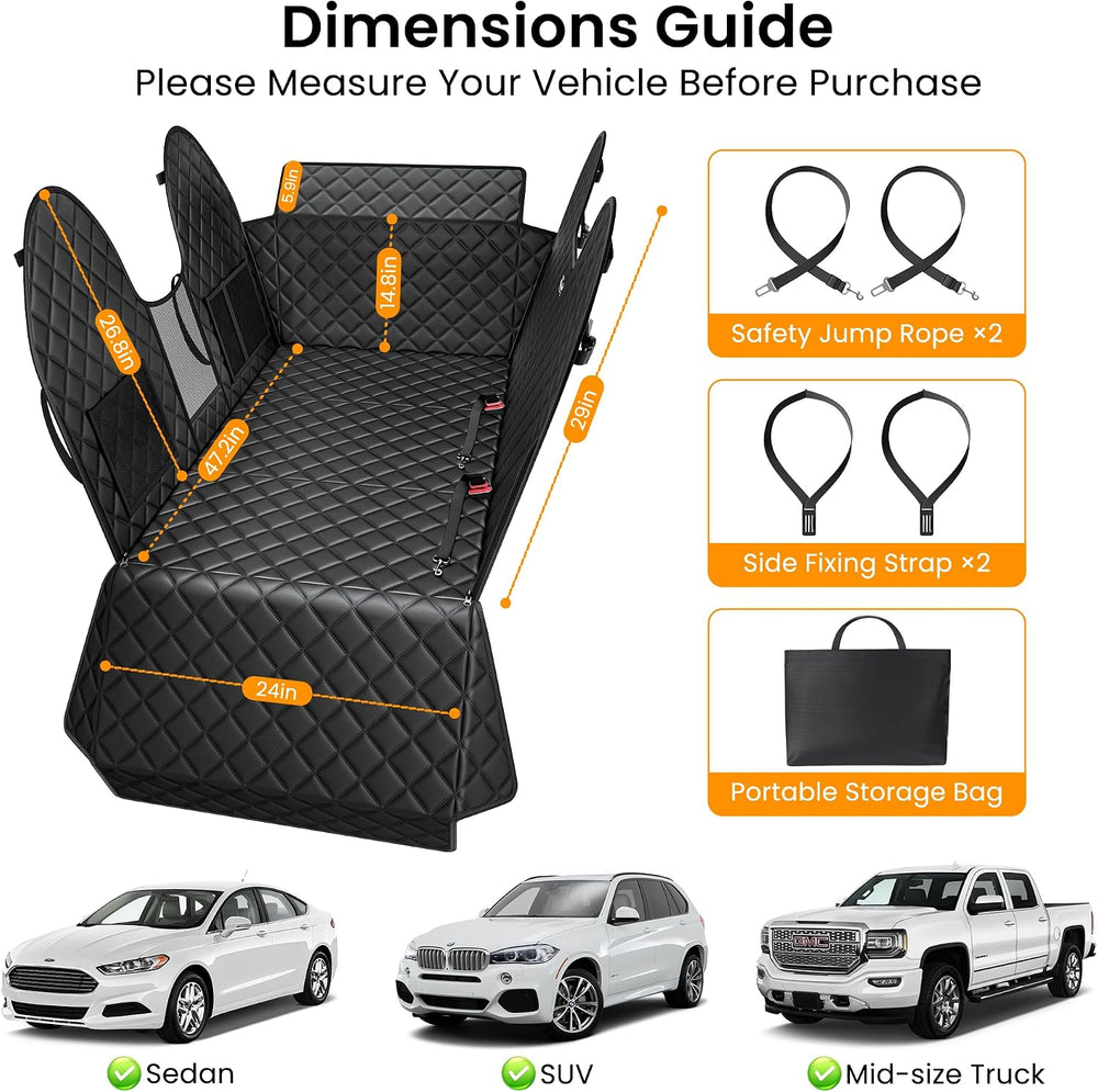 Hard Bottom Dog Car Seat Cover for Back Seat, Heavy Duty