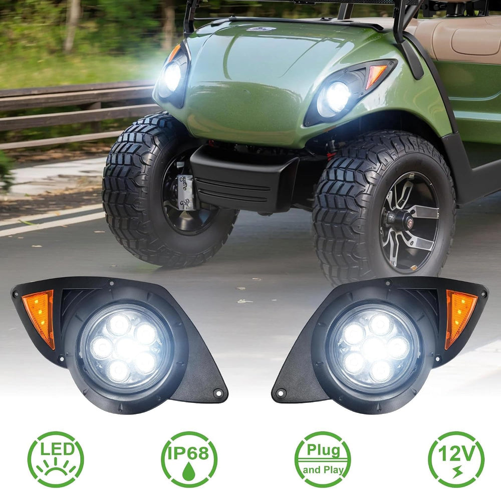 10L0L Golf Cart Headlight Kit for Yamaha G29 Drive 2007-2016, Replace 12V