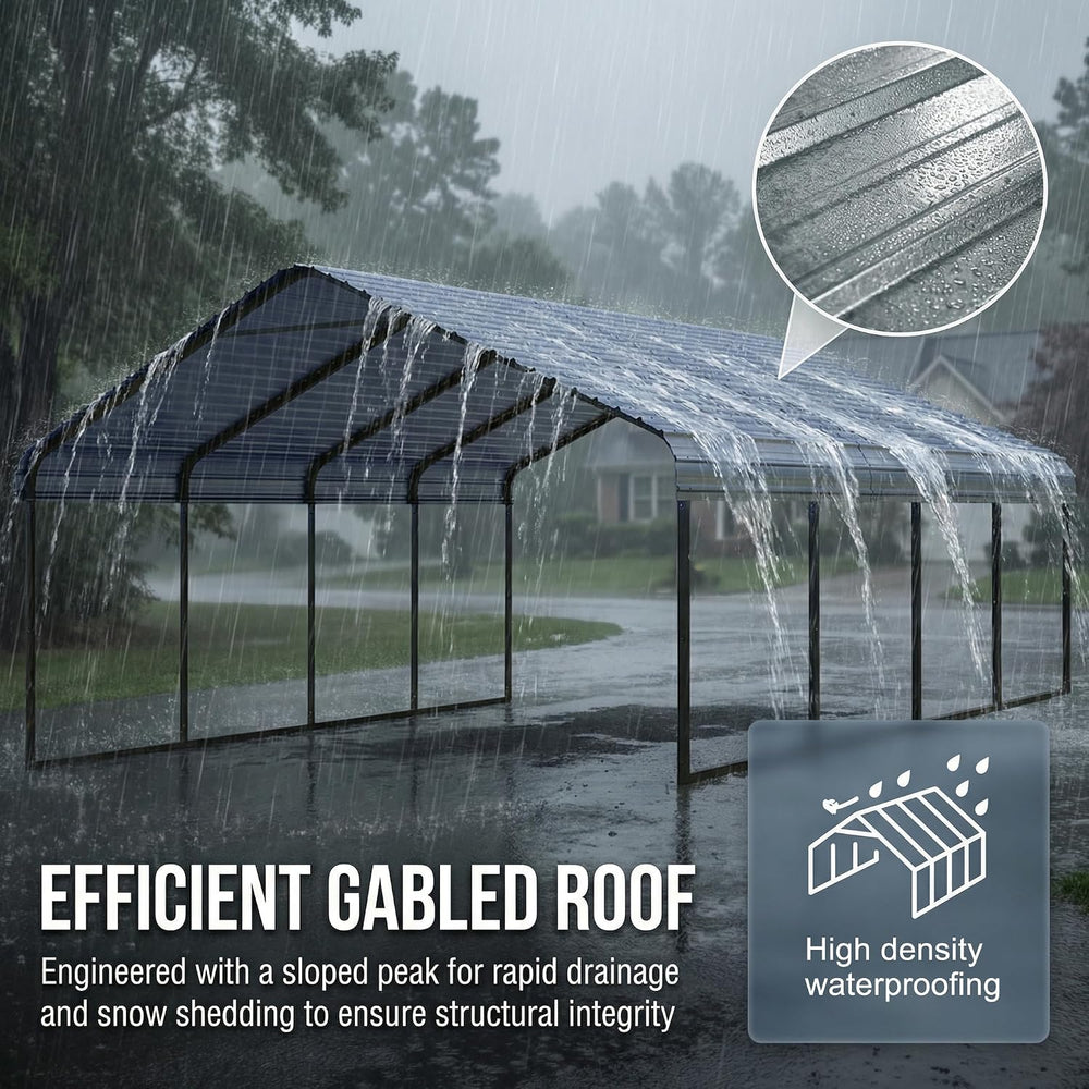 10x20FT Heavy Duty Metal Carport Kit for 1-2 Cars