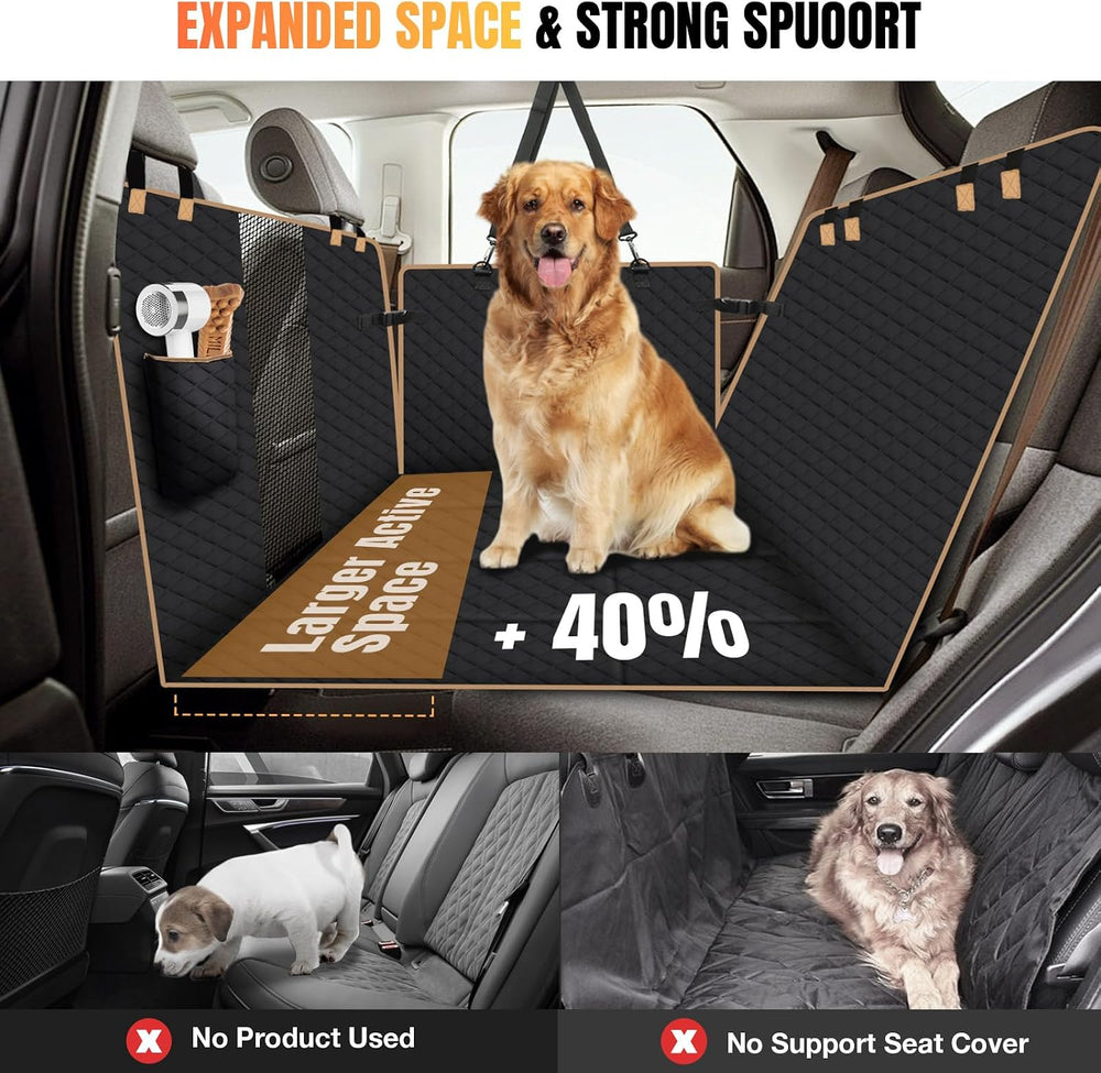 Hard Bottom Dog Car Seat Cover for Back Seat, Holds 420lbs - Waterproof Sturd...