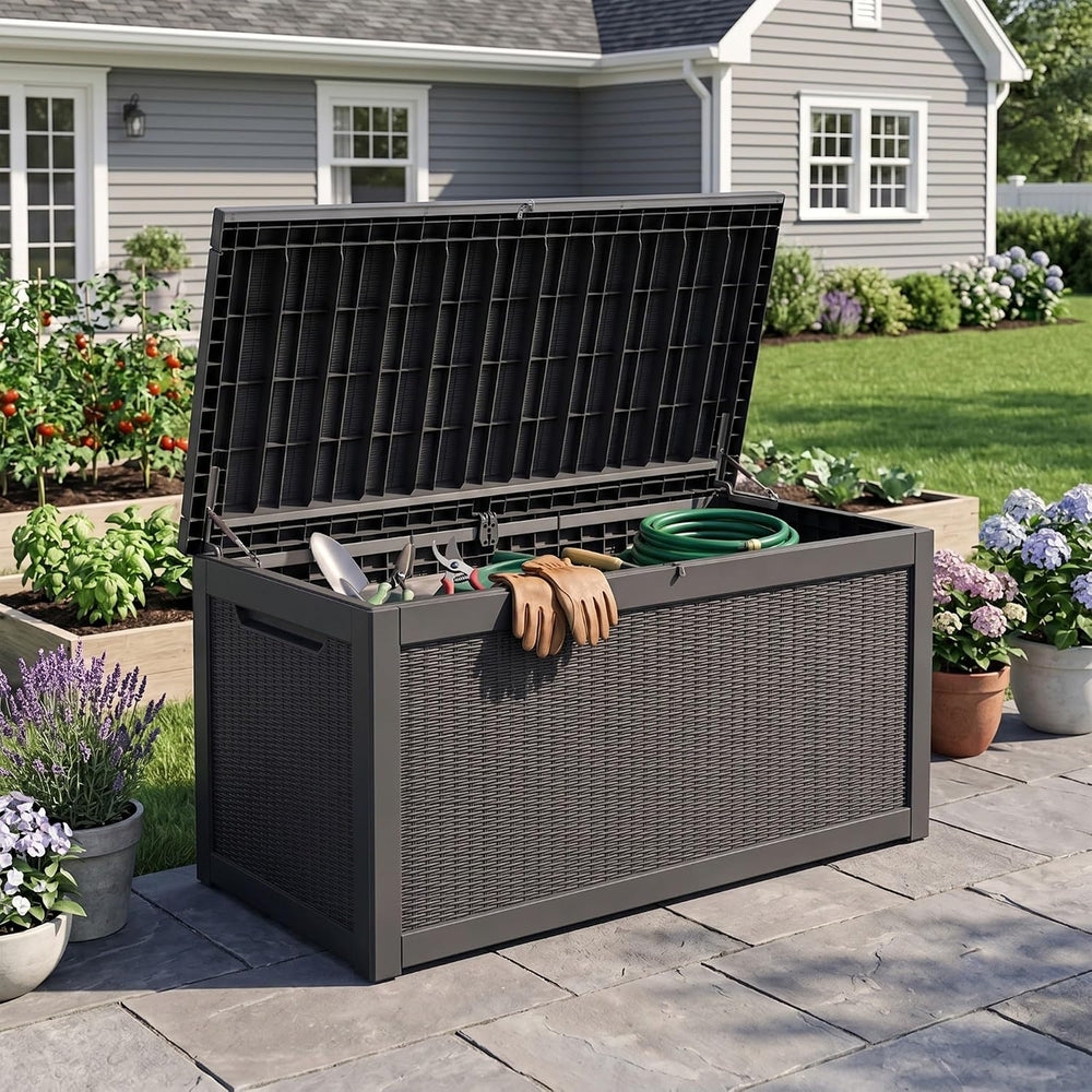 380 Gallon Outdoor Storage Box Waterproof Lockable Deck Box