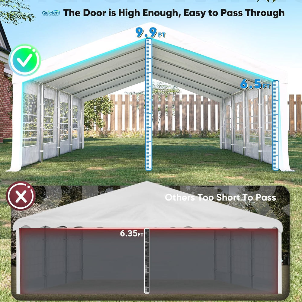 Quictent 10x30 Heavy Duty Party Tent Outdoor Canopy with Church Windows