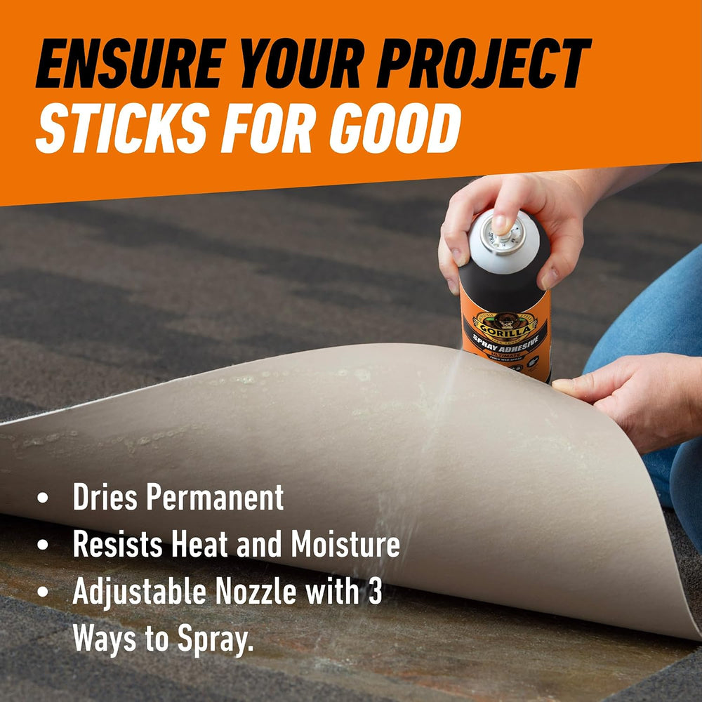 Gorilla Ultimate Spray Adhesive, Multi-Purpose, White, 12.2 oz, 2-Pack