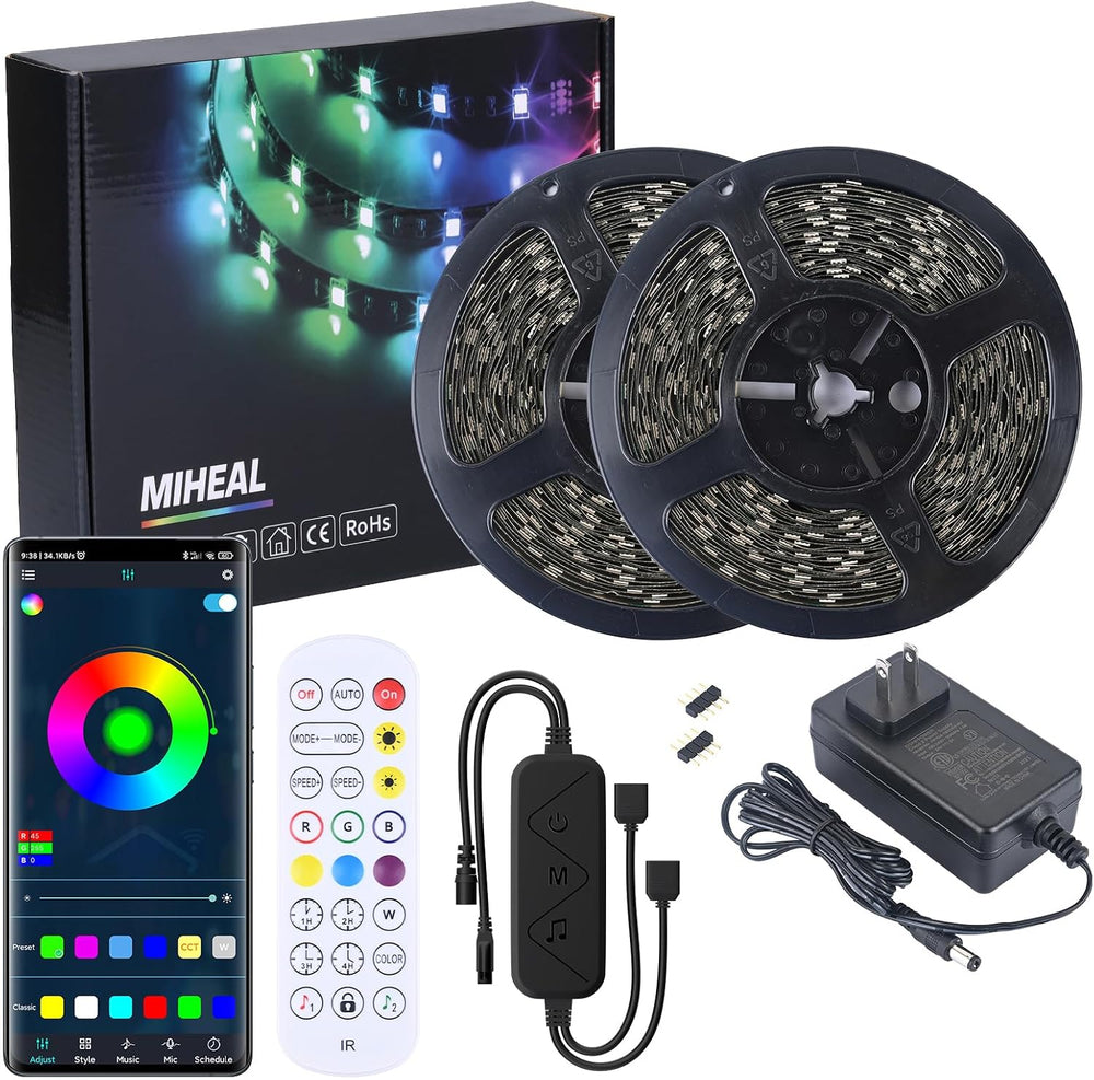 MIHEAL Led Strip Lights Kit 65.6ft 5050 SMD RGB Flexible LED Tape Lights with...